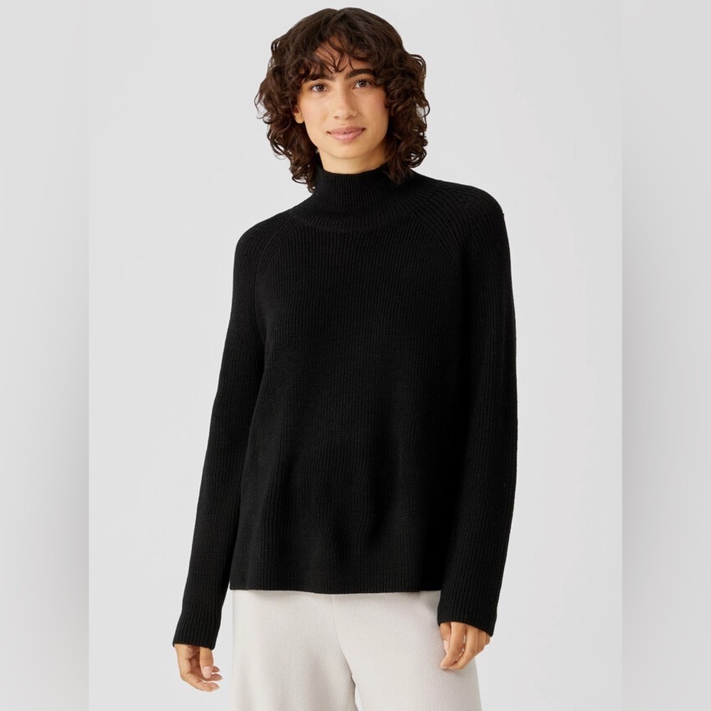 Eileen Fisher Classic Black Turtleneck Sweater